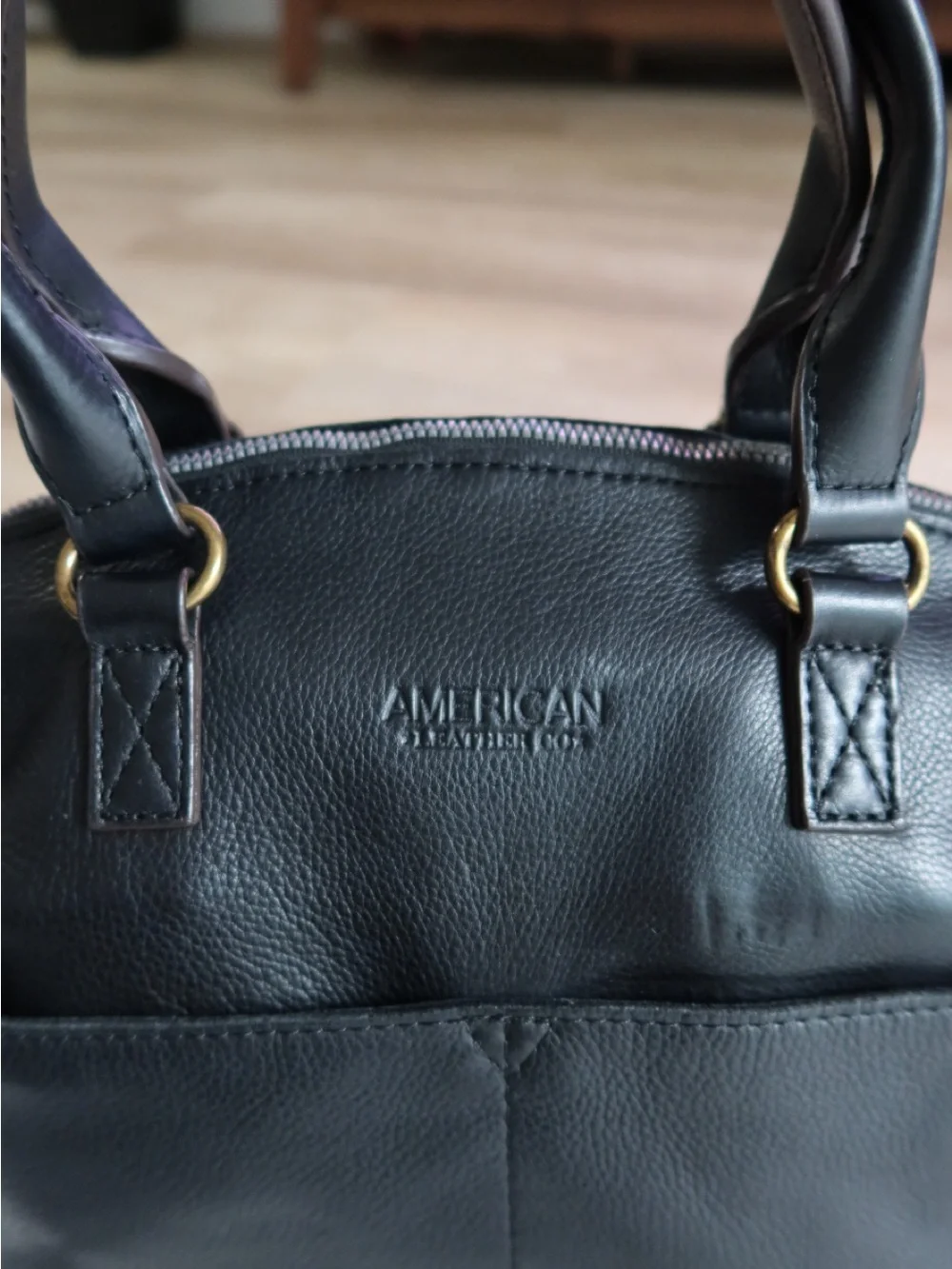 American Leather Co Black Pebbled Leather Satchel Crossbody Bag